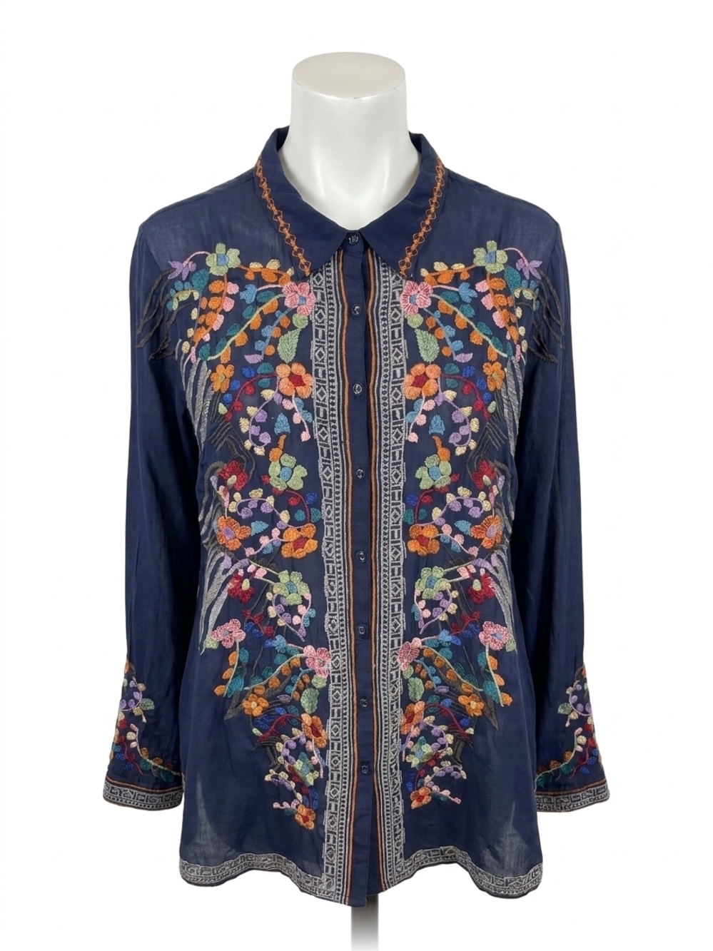 NEW JOHNNY WAS women's audrey blouse in navy